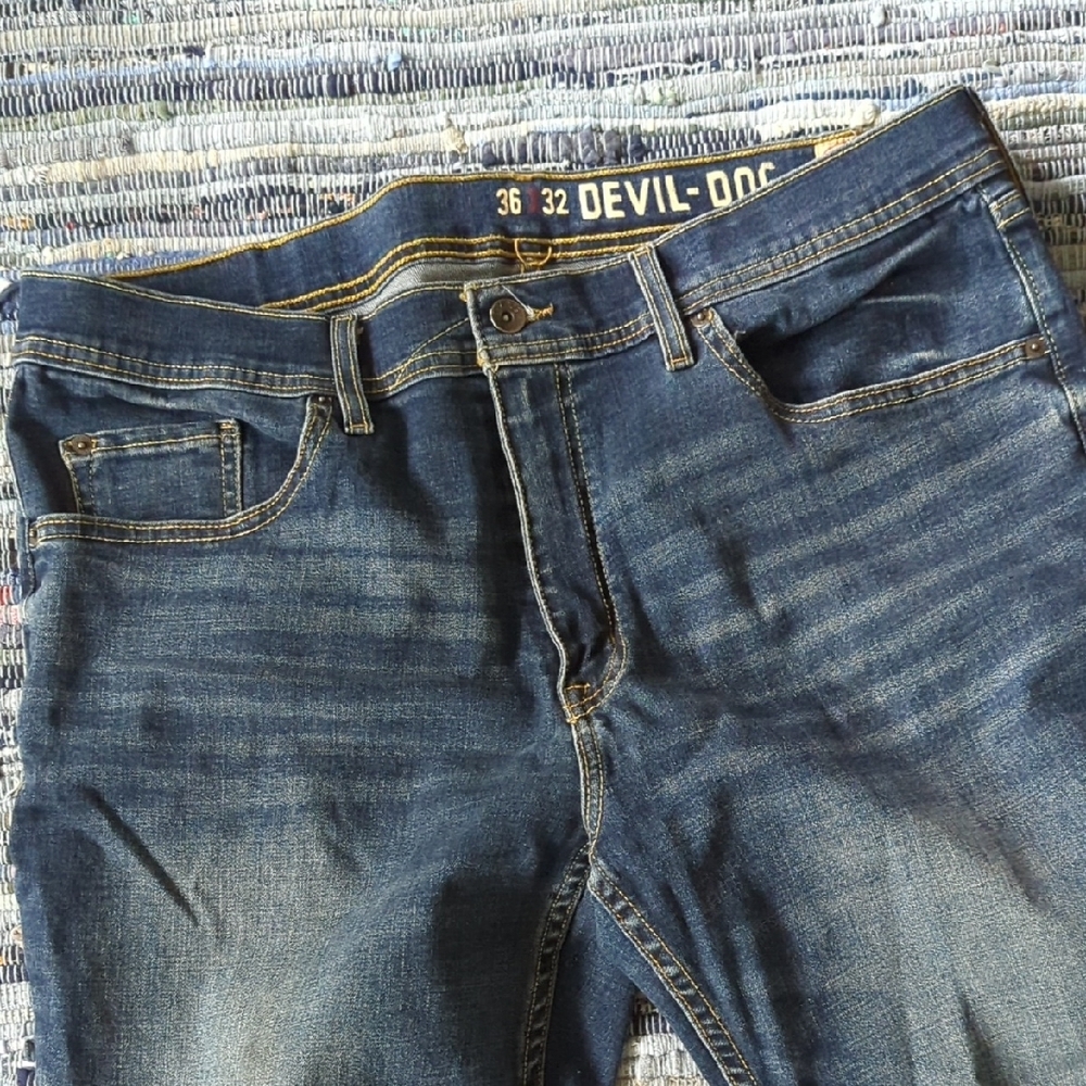 Men's Blue Slim Jeans with Natural Fading